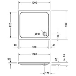 Duravit D-Code - Receveur de douche 1000x900 mm, Antislip, blanc alpin 720107000000001