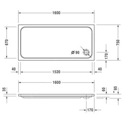 Duravit D-Code - Receveur de douche 1600x750 mm, blanc alpin 720164000000000