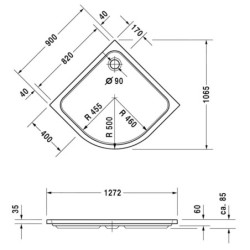 Duravit D-Code - Receveur de douche en quart de cercle 900x900 mm, blanc alpin 720108000000000