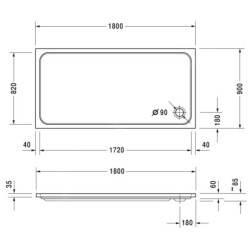 Duravit D-Code - Receveur de douche 1800x900 mm, blanc alpin 720165000000000