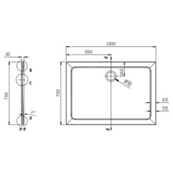 Aqualine Receveurs - Receveur de douche TECMI 1000x700x30 mm, blanc PQ10070