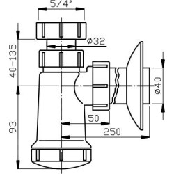 Novaservis Siphons - Siphon bassin mère, plastique 430,P