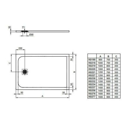 Ideal Standard Ultra Flat S - Receveur de douche 1200x1000 mm, gris béton K8232FS