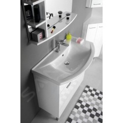 Aqualine Zero - Meuble lavabo 860x500 mm, avec trop-plein, trou pour robinet, blanc 6085