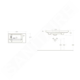 Aqualine Zoran - Lavabo 450x275 mm, trou pour robinet, blanc 4045