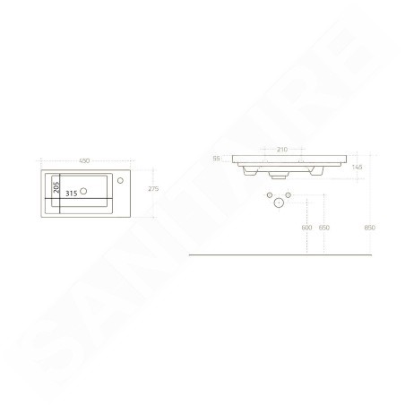 Aqualine Zoran - Lavabo 450x275 mm, trou pour robinet, blanc 4045