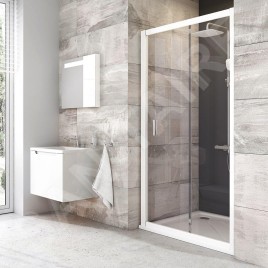Ravak Blix - Porte de douche en deux parties BLDP2-100, 970-1010 mm, blanc/verre clair 0PVA0100Z1