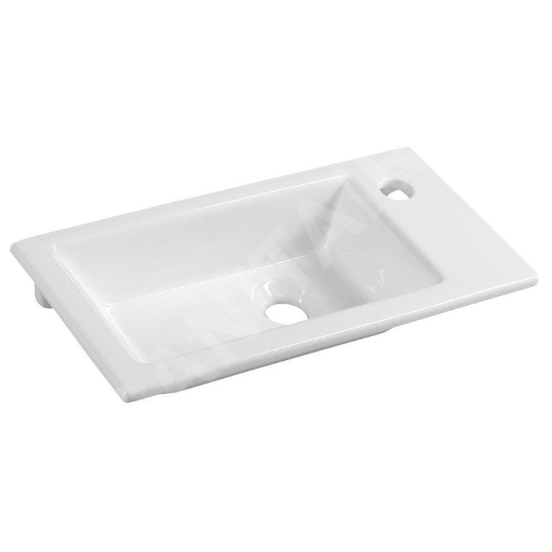 Aqualine Zuno - Meuble lavabo 500x250 mm, sans trop-plein, trou pour robinet à droite, blanc 9050 Aqualine Zuno - Meuble lavabo 500x250 mm, sans trop-plein, trou pour robinet à droite, blanc 9050
