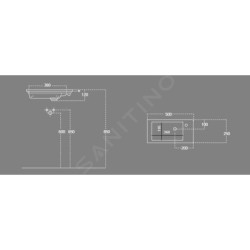 Aqualine Zuno - Meuble lavabo 500x250 mm, sans trop-plein, trou pour robinet à droite, blanc 9050