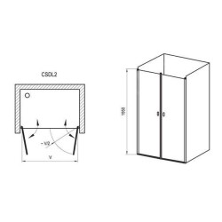 Ravak Chrome - Porte de douche en deux parties CSDL2-100, 975-1005 cm, satiné/verre transparent 0QVACU0LZ1