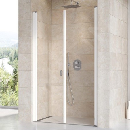 Ravak Chrome - Porte de douche en deux parties CSDL2-100, 975-1005 mm, blanc/verre transparent 0QVAC10LZ1