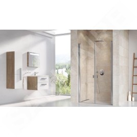 Ravak Chrome - Porte de douche en deux parties CSDL2-100, 975-1005 cm, aluminium brillant/verre transparent 0QVACC0LZ1