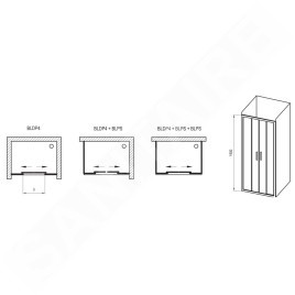 Ravak Blix - Porte de douche en quatre parties BLDP4-120, 1170-1210 mm, verre satiné/clair 0YVG0U00Z1