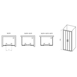 Ravak Blix - Porte de douche en quatre parties BLDP4-130, 1270-1310 mm, blanc/verre clair 0YVJ0100Z1