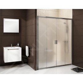 Ravak Blix - Porte de douche en quatre parties BLDP4-130, 1270-1310 mm, aluminium brillant/verre Grape 0YVJ0C00ZG