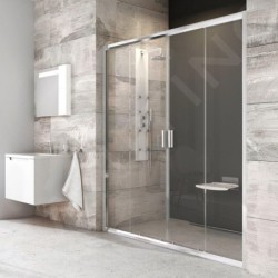 Ravak Blix - Porte de douche en quatre parties BLDP4-170, 1670-1710 mm, aluminium brillant/verre clair 0YVV0C00Z1