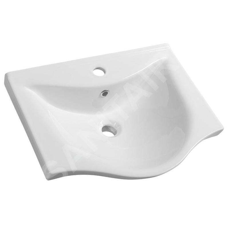 Aqualine Zara - Meuble lavabo 540x445 mm, avec trop-plein, trou pour robinet, blanc 10055