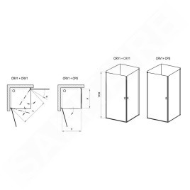 Ravak Chrome - Porte de douche CRV1-90, 880-900 mm, aluminium brillant/verre transparent 1QV70C01Z1