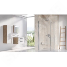 Ravak Chrome - Porte de douche CRV1-90, 880-900 mm, aluminium brillant/verre transparent 1QV70C01Z1