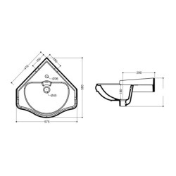 Sapho Kerasan Retro - Lavabo d’angle 575 x 580 mm, blanc 103201