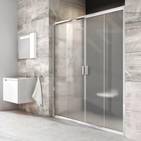 Ravak Blix - Porte de douche en quatre parties BLDP4-180, 1770-1810 mm, aluminium brillant/verre Grape 0YVY0C00ZG