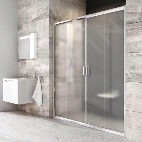 Ravak Blix - Porte de douche en quatre parties BLDP4-160, 1570-1610 mm, aluminium brillant/verre Grape 0YVS0C00ZG
