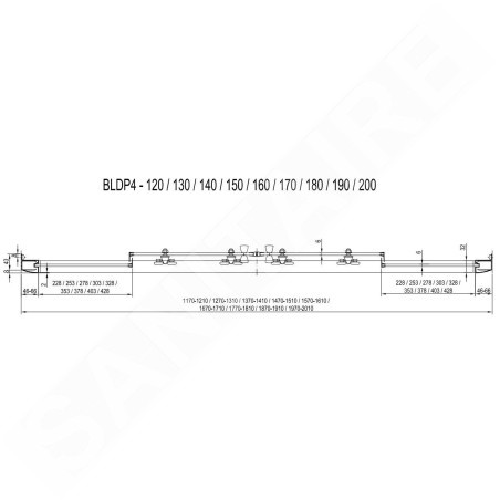 Ravak Blix - Porte de douche en quatre parties BLDP4-160, 1570-1610 mm, satin/verre Grape 0YVS0U00ZG