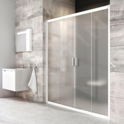 Ravak Blix - Porte de douche en quatre parties BLDP4-160, 1570-1610 mm, blanc/verre Grape 0YVS0100ZG