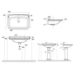 Sapho Kerasan Waldorf - Lavabo céramique 800x550 mm, blanc 4141K1