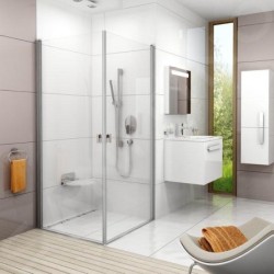 Ravak Chrome - Porte de douche CRV1-100, 980-1000 mm, aluminium brillant/verre transparent 1QVA0C01Z1