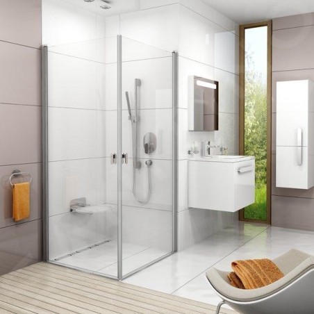 Ravak Chrome - Porte de douche CRV1-100, 980-1000 mm, aluminium brillant/verre transparent 1QVA0C01Z1