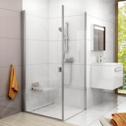 Ravak Chrome - Porte de douche CRV1-100, 980-1000 mm, aluminium brillant/verre transparent 1QVA0C01Z1
