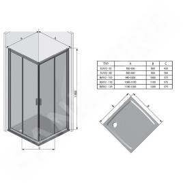 Ravak Blix - Porte de douche BLRV2K 120 cm, blanc/verre transparent 1XVG0100Z1