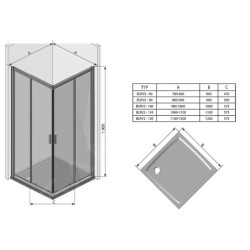 Ravak Blix - Porte de douche BLRV2K 120 cm, aluminium brillant/verre Grape 1XVG0C00ZG