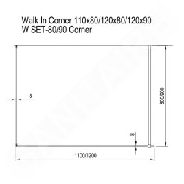 Ravak Walk-In - Cabine de douche Walk-In Corner 120/80, 1200x800 mm, noir/verre clair GW1CG4300Z1
