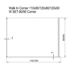 Ravak Walk-In - Cabine de douche Walk-In Corner 120/90, 1200x900 mm, noir/verre clair GW1CG7300Z1