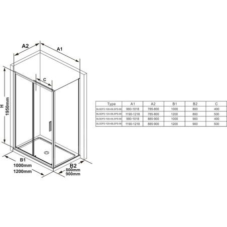 Ravak Blix - Paroi de douche BLSPS-80, 785-800 mm, aluminium brillant/verre clair X9BM40C00Z1