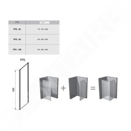 Ravak Pivot - Paroi de douche PPS-90, 870-895 mm, noir/verre clair 90G70300Z1