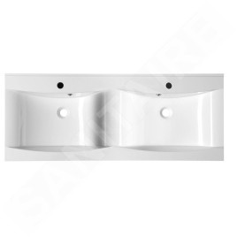 Sapho Lucia - Lavabo double 1200x500 mm, marbre coulé, blanc 50122