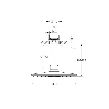 Grohe Rainshower SmartActive Cube - Douche de tête 310, bras de douche 142 mm, 2 jets, blanc lunaire 26481LS0