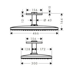 Hansgrohe Rainmaker Select - Douche de tête 460, 3 jets, bras de douche 100 mm, noir/chrome 24006600