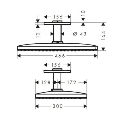 Hansgrohe Rainmaker Select - Douche de tête 460, 3 jets, bras de douche 100 mm, noir/chrome 24006600