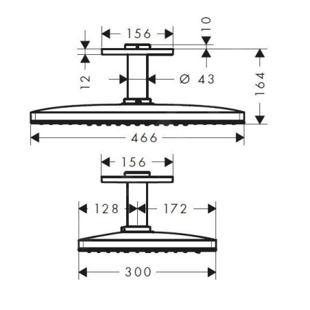 Hansgrohe Rainmaker Select - Douche de tête 460, 2 jets, bras de douche 100 mm, noir/chrome 24004600