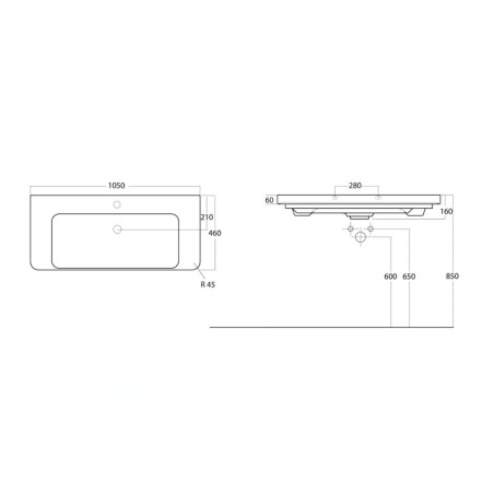 Sapho Thalie - Lavabo de meuble 1050x460 mm, blanc TH11105