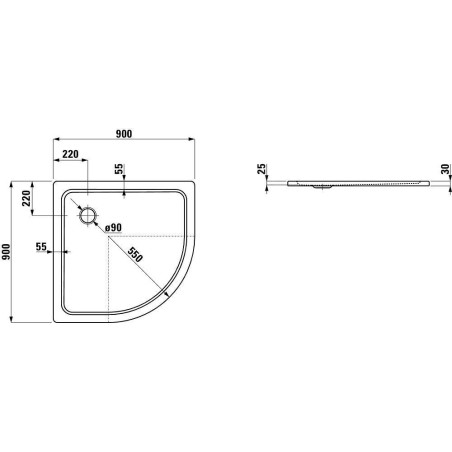 Laufen Platina - Receveur de douche avec pastilles anti-bruit, 900x900 mm, antislip, blanc H2150086000401