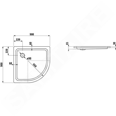 Laufen Platina - Receveur de douche avec pastilles anti-bruit, 900x900 mm, blanc H2150180000401