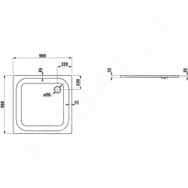 Laufen Platina - Receveur de douche avec pastilles anti-bruit, 900x900 mm, blanc H2150020000401