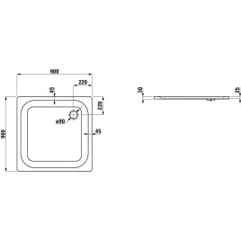 Laufen Platina - Receveur de douche avec pastilles anti-bruit, 900x900 mm, antislip, blanc H2150026000401