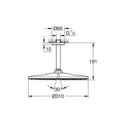 Grohe Rainshower - Douche de tête 310 Mono, 1 jet, bras de douche de plafond 142 mm, chrome 26559000