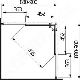 Jika Lyra plus - Cabine de douche 880-900x880-900 mm, blanc/verre transparent H2513820006651